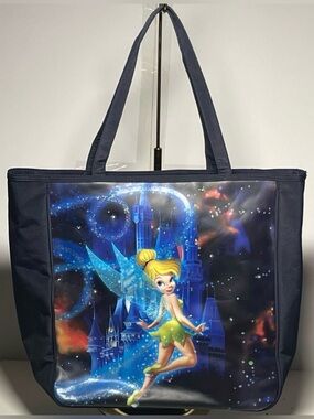 Walt Disney World Parks Resorts Tinkerbell Tote Bag Blue Fairy Castle Graphic